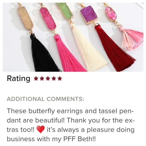 Pink Tassel Necklace with Faux Druzy Stone - Picture 4 of 9